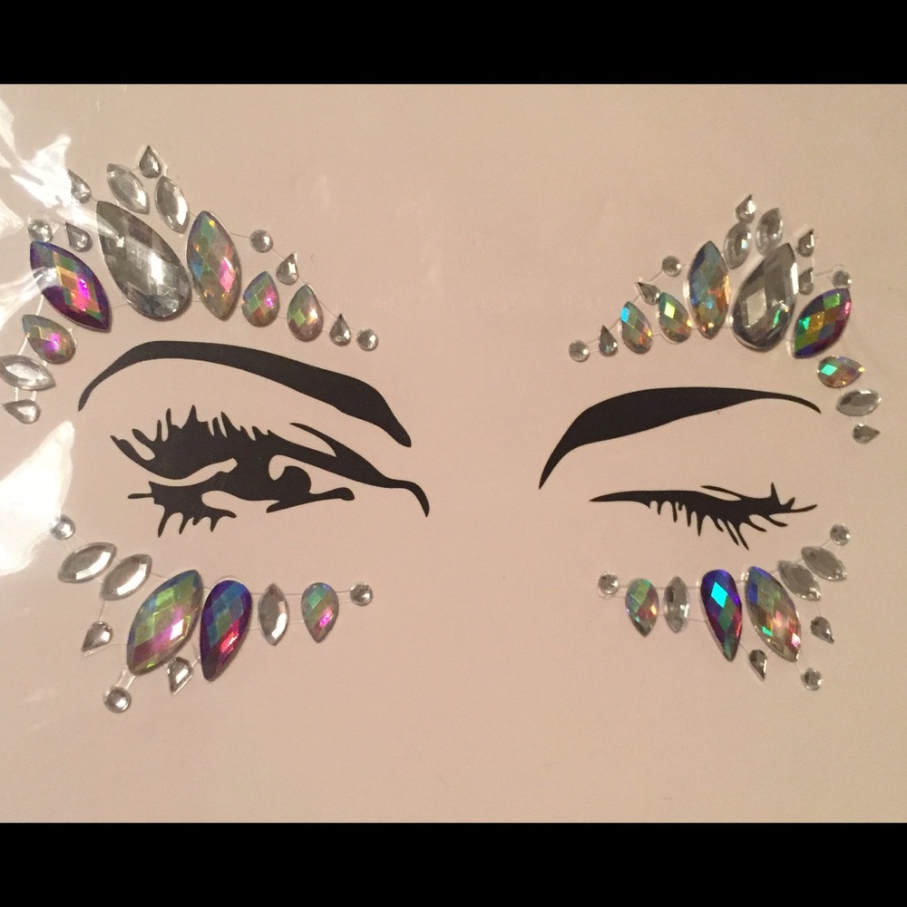 🎀 Beautiful colorful iridescent festival face jewel set